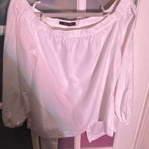 BCBG Maxaria white off shoulder bear split back  Top
